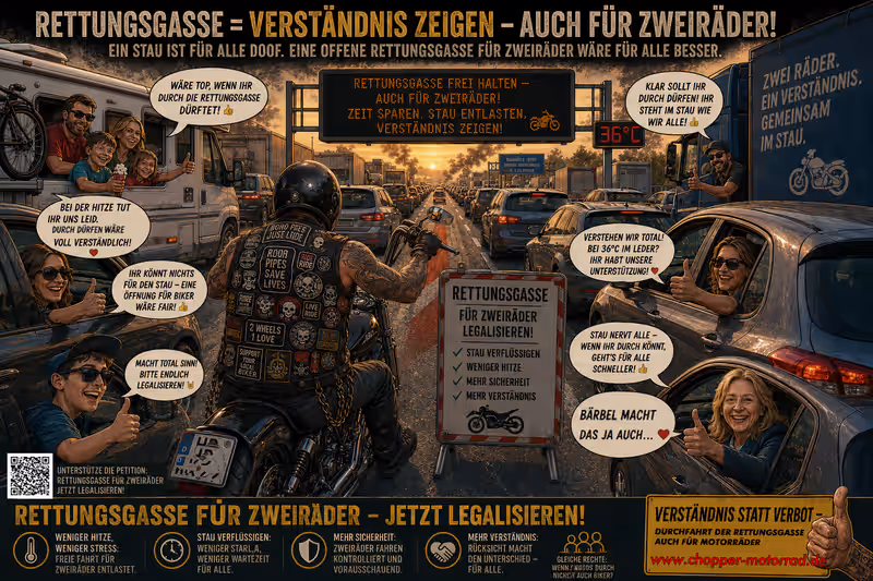 Rettungsgasse für Motorräder bei Stau endlich legalisieren!