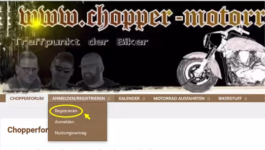 Leider bist Du noch nicht bei www.chopper-motorrad.de registriert.So kannst du dich registrieren